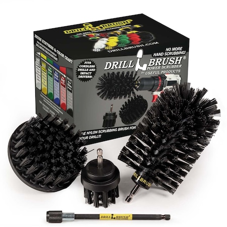 Drill Brush Power Scrubber By Useful Products 5 in W 7 in L Brush, Black K-S-42J-5X-QC-DB